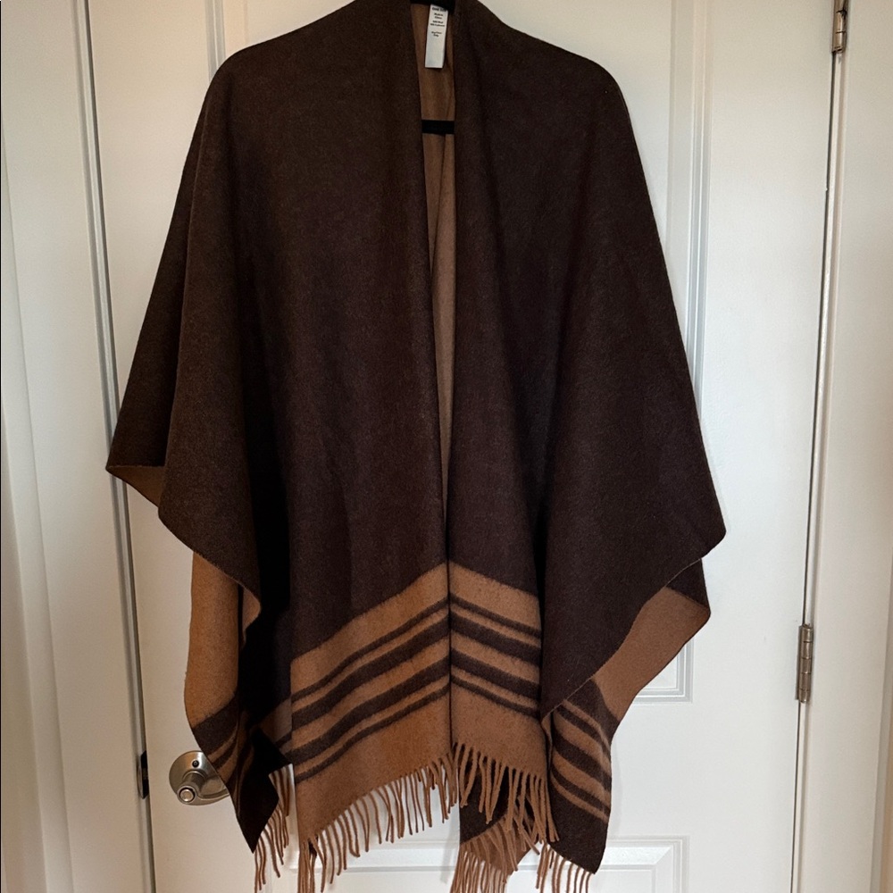 Nordstrom Brown and Tan Striped Poncho